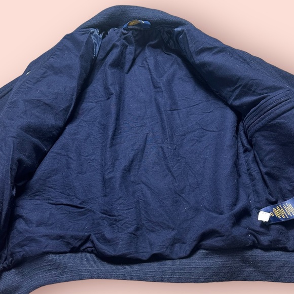 Boys Polo Ralph Lauren Navy Blue Baseball Bomber Snap Front Wool Blend Jacket - Picture 7 of 10